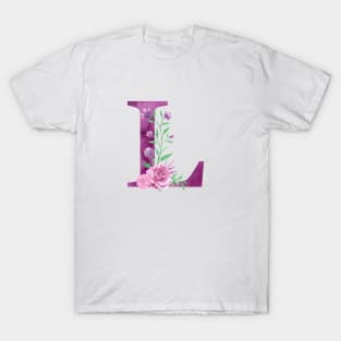 Floral Monogram L Beautiful Rose Bouquet T-Shirt